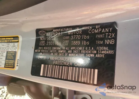 2023 Hyundai Venue Sel z USA, uszkodzony, nr VIN KMHRC8A35PU223560